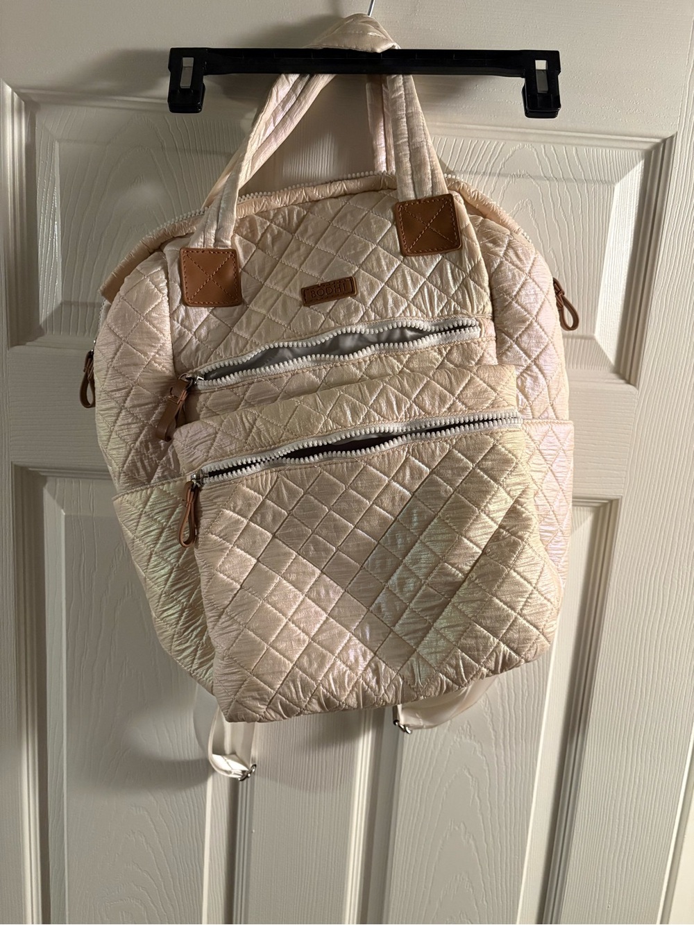 Bodhi Quilted Cream Medium Backpack Tote